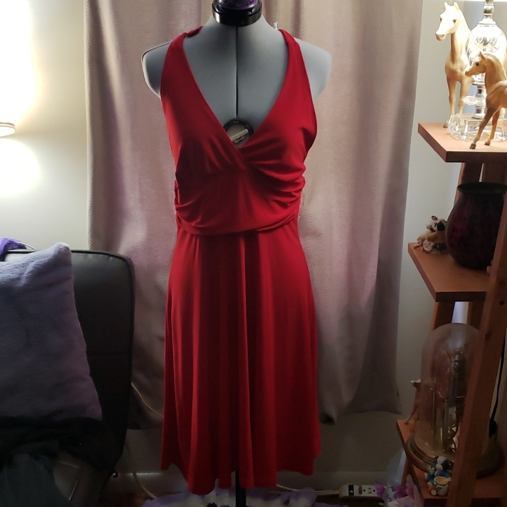 Red halter dress